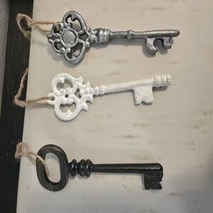 Vintage Style Decorative Key Set - Silver, White, and Black